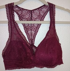 Victoria's Secret Burgundy Lace Design Bralette M